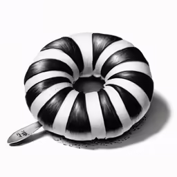 a black and white striped ring shaped object