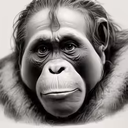 a very large monkey with long hair and eyes