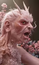 a man with spooked white paint and nose ring