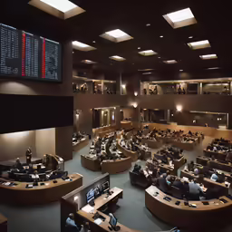 the people are in a large empty courtroom