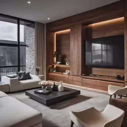 a living room with two sofas and some chairs