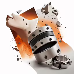 a bracelet with metal parts on it