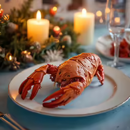 a lobster is ready to eat on a plate
