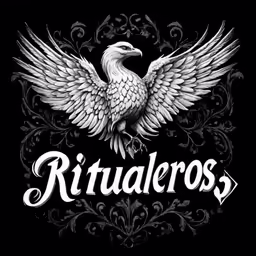 a stylized image of a bird on the back of a black shirt