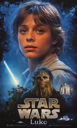 a young boy with a light saber on his shoulder