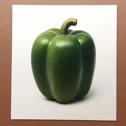 two green peppers on a white paper on a brown surface