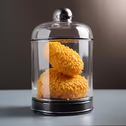 a display glass container filled with jelly cookies