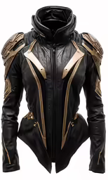 a jacket with gold detailing and a zipper