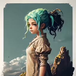 an image of a woman with blue hair