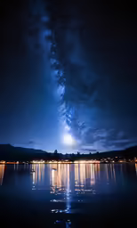 the stars in the sky over a body of water