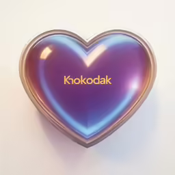 a glass heart with the word kolokdak written on it