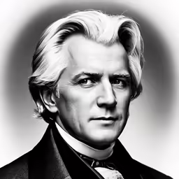 a black and white photo of a man in a suit