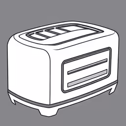 a toaster is shown in black and white