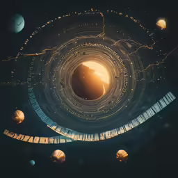 an abstract space scene is shown with stars