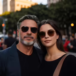 a man with glasses and a woman pose for a photo
