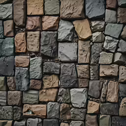 stone and rock wall with one red brick