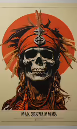 a poster of a skull wearing head dress