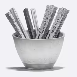 a bowl of sticks that are standing up in it