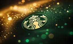 a starbucks logo on a dark background