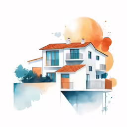 house with orange roof on the cliff
