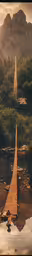 a water way that is reflecting a very tall mountain