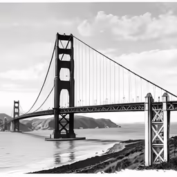 a bridge near a body of water and mountains
