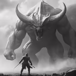 the elder war character is surrounded by giant animals