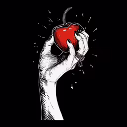 a hand holding an apple with the words,