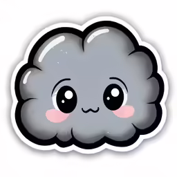 a sticker with the shape of a cartoon cloud