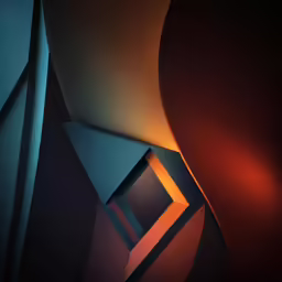 an abstract photograph with several small colorful shapes