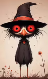 a character with red eyes and a hat on it
