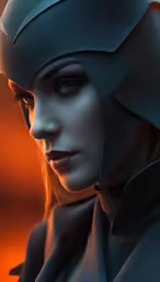 a woman in black is dressed in a futuristic costume