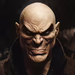 a close up of an alien looking face
