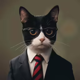 a black cat wearing sunglasses and a tie