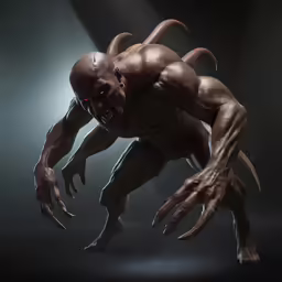 there is a male demon with large legs and arms