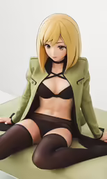 a anime woman sitting on top of a couch