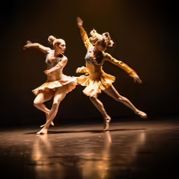 two dancers in yellow tutu dance together