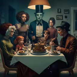 an image of a family that is sitting at the table