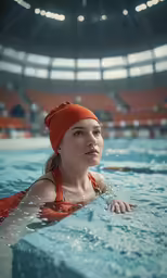 a person in a swimming pool looking at the camera