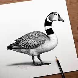 the drawing is in color and is of a goose