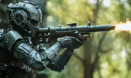 a man with an army uniform shooting a weapon