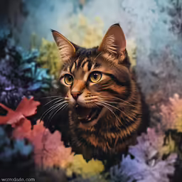 a cat is smiling in a bouquet of flowers