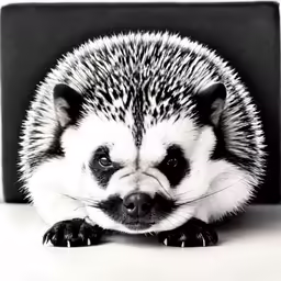 a porcupine with long hair sticking its head out