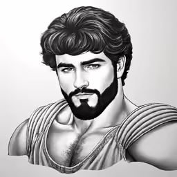 a drawing of an man with a beard