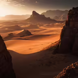 sand dunes in a desert area with some rocks