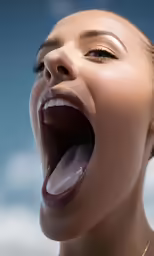 a woman showing off her teeth and mouth rings