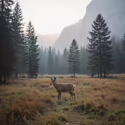 an animal that is walking in some grass