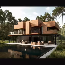 an artistic view of a house from across the water
