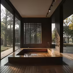 the large bath tub is in a very nice looking room
