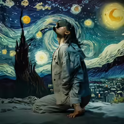 man with grey jacket and white shirt, glasses on, and painting background